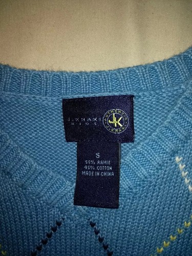 J. Khaki Kids Boys Sz. 5 Navy Cable Sweater Vest Blue Argyle New Condition