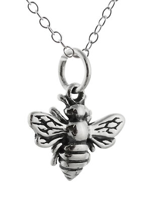 Tiny Honey Bee Necklace - 925 Sterling Silver -Queen Bumblebee Charm Pendant NEW