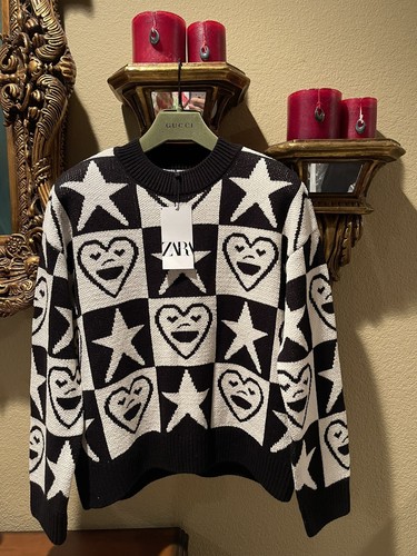 *p(R)ojectR® Heart P knit 即完売品 XL HEART KNIT SWEATER - Ecru / Red | ZARA United States