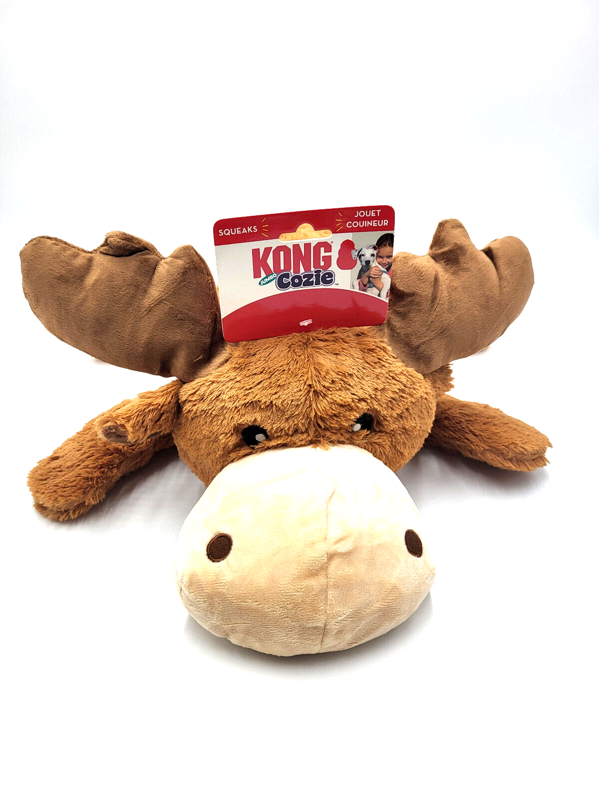 KONG Cozie Jumbo Marvin Moose Squeaky Plush Toss & Shake Dog Comfort Toy 20x16"