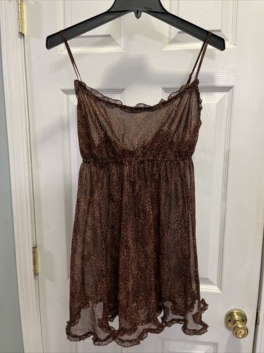 Victoria's Secret Baby Doll Chemise Top Nightie Leopard Y2K Size L