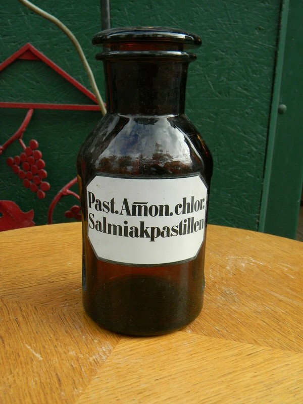 Flacon Pharmacie Apothicaire Verre Ancien Past Amon Chlo Salmiakpastillen