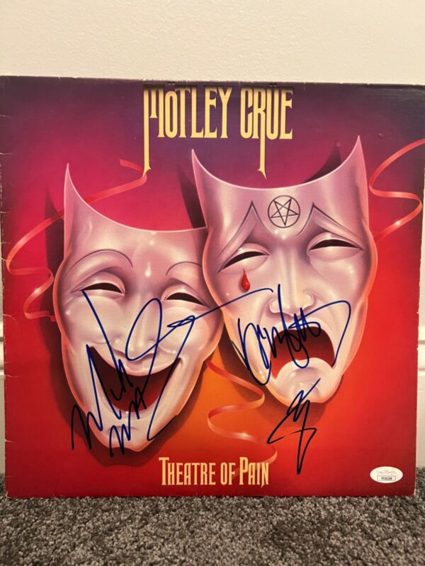 Motley Crue Signed Jsa Coa 1985 Theater Pain Cover No Album Mick Mars Tommy X3