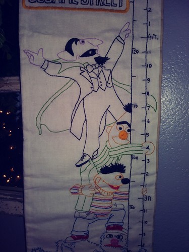 Vintage Sesame Street Hand Embroidered Growth Chart