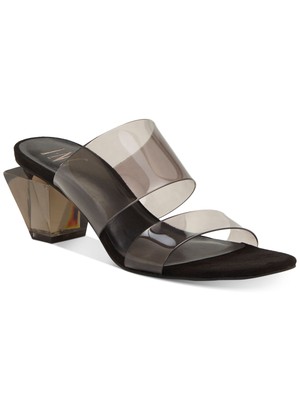 

INC Женские черные виниловые ремешки Calantha Toe Скульптурные каблуки Slip On Sandals, Черный, 10009138500