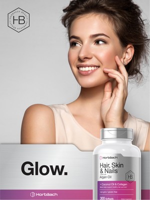 Hair Skin and Nails Vitamins | 300 Softgels | Biotin and Collagen | by Horbaach