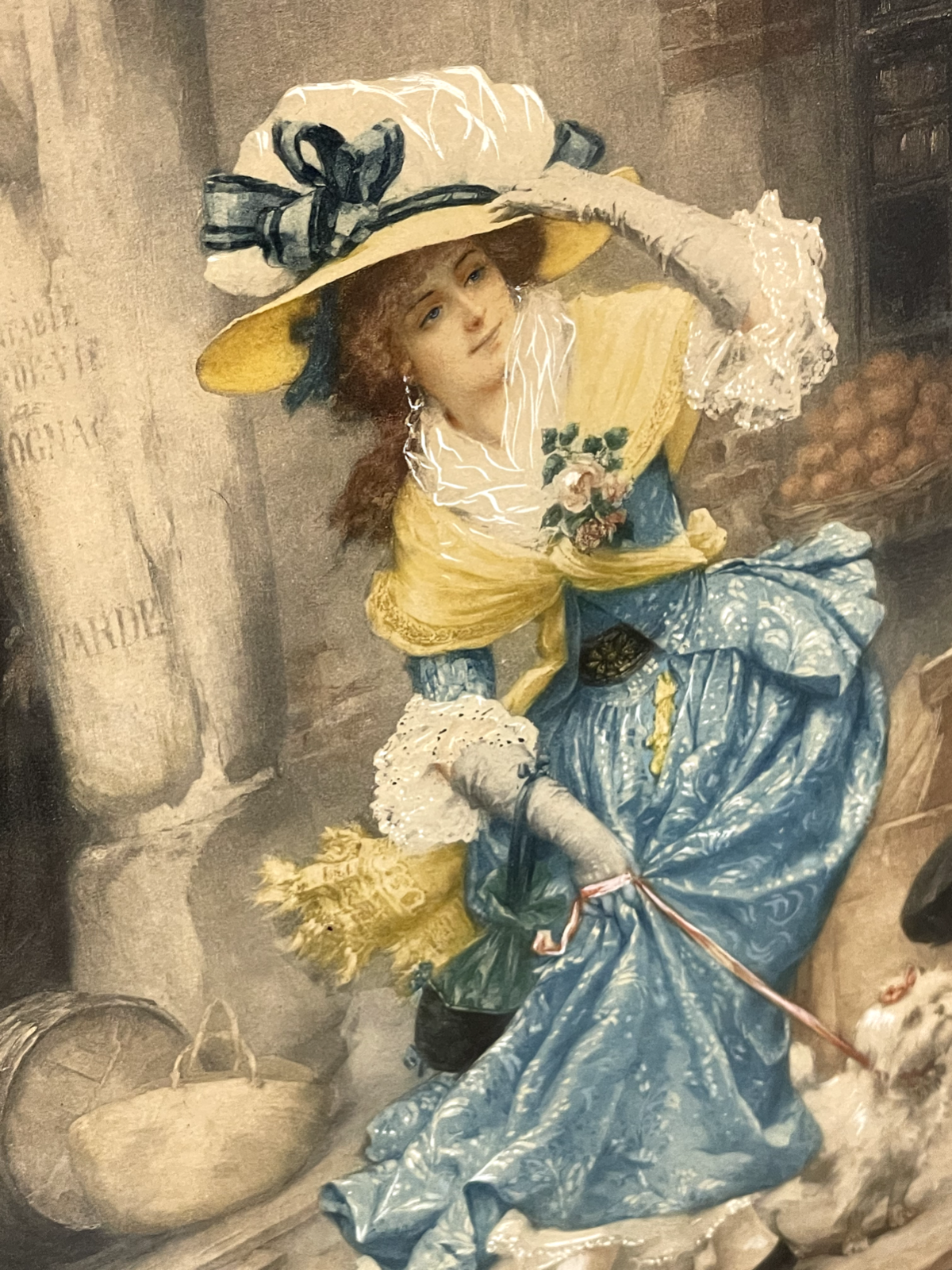 PIERRE OUTIN  Little Beggar  lithographs coloured Print Art Picture Gold Frame