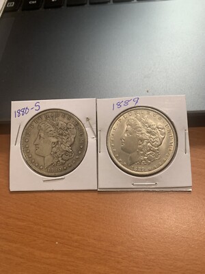 Morgan silver dollar lot Of 2 1880-S  - 1889