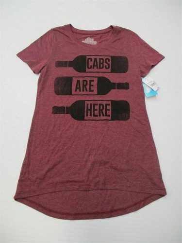 new Women's Size XS Cabernet Wine Bottles Graphic Burgundy Crew Neck T-Shirt