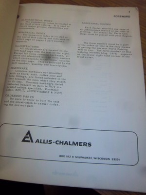 ALLIS-CHALMERS 6040 TRACTOR PART MANUAL~AC 6040 TRACTOR PART CATALOG~ORIG!!~1974