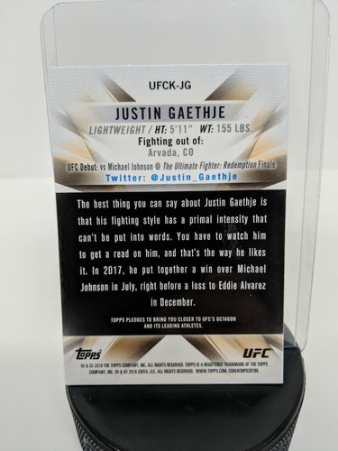 Justin Gaethje UFC Topps Chrome 2018 Knockout UFCK-JG Rookie