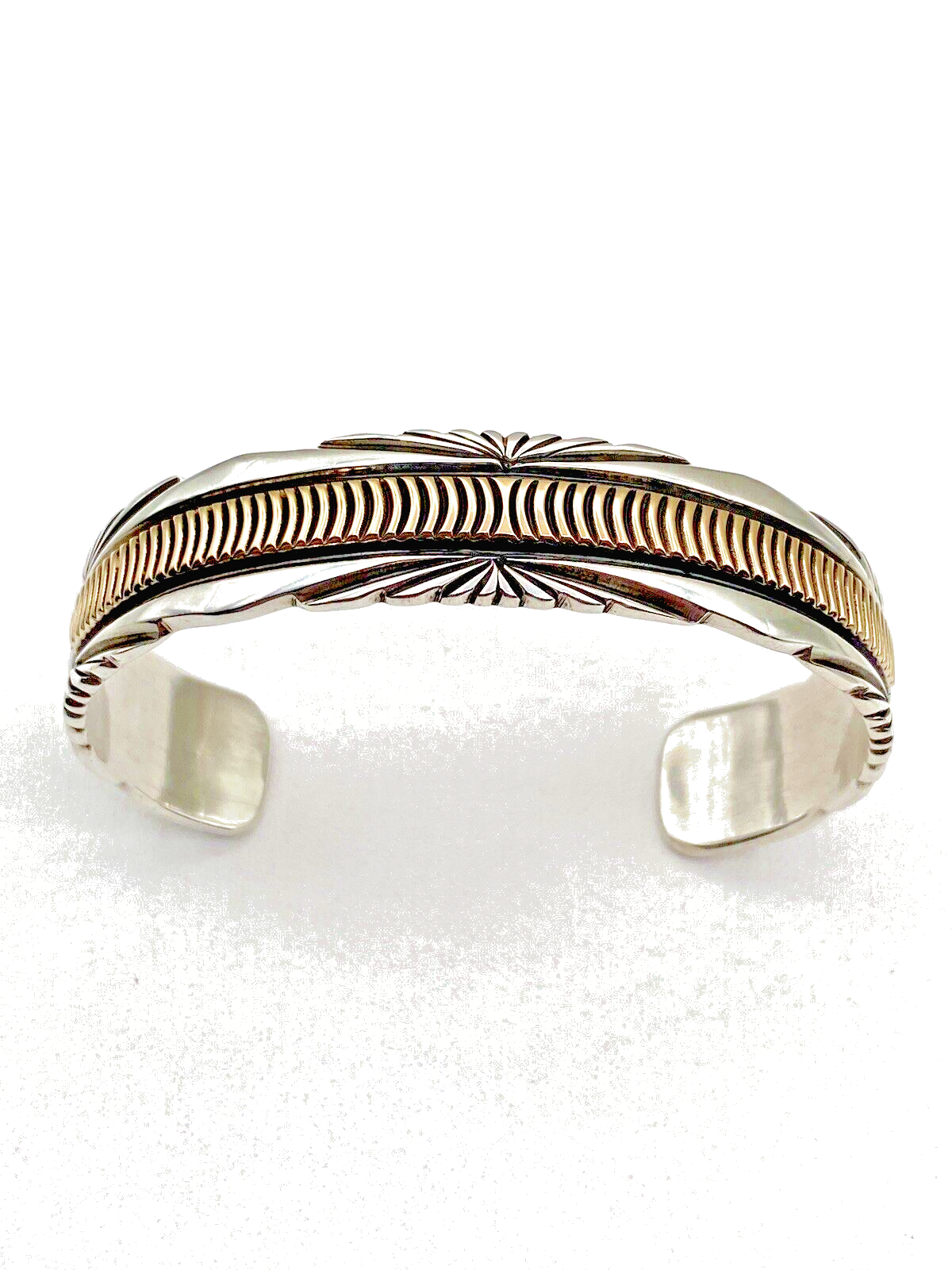 Navajo Indian Jewelry GF刻印　Bracelet Signed JS Vintage Navajo Sterling Turquoise Stampwork Ladies