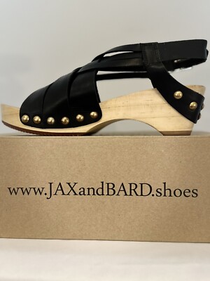 Jax & Bard Jewell, Leather Wood Platform Clog Sz 36, U.S. 5-6