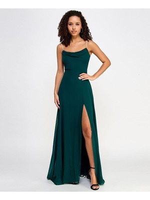 CITY STUDIO Womens Green Lined Drape-neck High-slit Sleeveless Dress Juniors 5\6