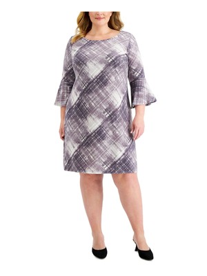 CONNECTED APPAREL Womens Bell Sleeve Above The Knee Fit + Flare Dress