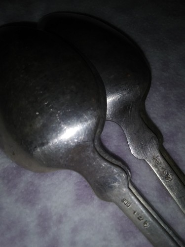4  German Silver Spoons.1800a  Marked .800. Aprox 55 to 60 grams and 6 inch long
