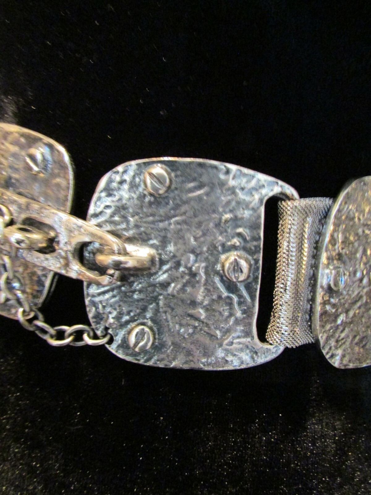 VTG 80's Streets Ahead Silver Metal Brutalist Belt Sz 28"