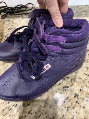 Reebok Freestyle Hi Purple Sneakers Women's Size 5 Retro High Top Shoes