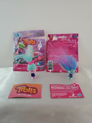 Set of 2 Hasbro Dreamworks Trolls Mini Toy Figurines Series 6 Chenille & Harper
