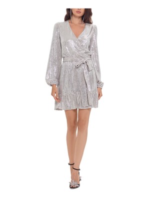 

BETSY - ADAM Женское бежевое платье с короткими рукавами и расклешенным краем с поясом и длинным рукавом, Бежевый