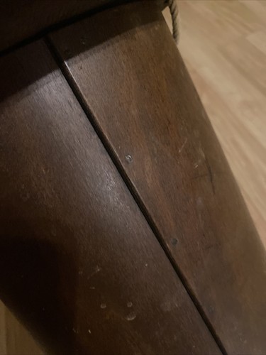 Antique English Treen Wooden String Twine Holder Box with Lid ESTATE painted