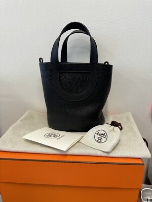 New Hermes In The Loop Bag Clemence with Swift 18 (Noir) With Gold Hardware2024