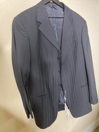 armani collezioni blazer suit coat size 56 / 46 black pin stripe new with tags