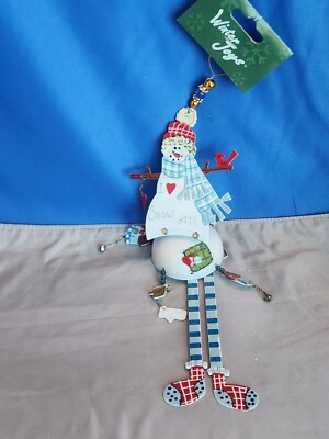 Care And Wonder Die Cut Metal Snowman Ornament ''I Love Snow Days'' New