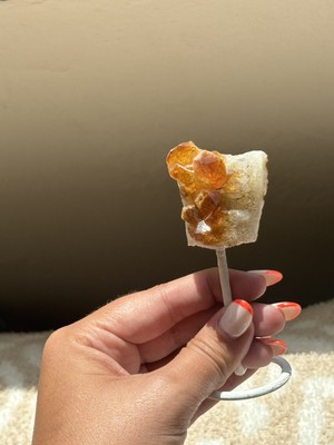 Citrine Cluster On A Metal Stand Home Decor Crystal 3 0z. Deep Color Points
