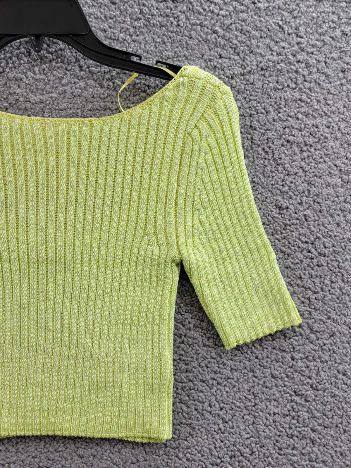 Free People San Lucas Pullover Crop Top Women's XS Sunny Lime Scoop Neckline - Picture 7 of 16