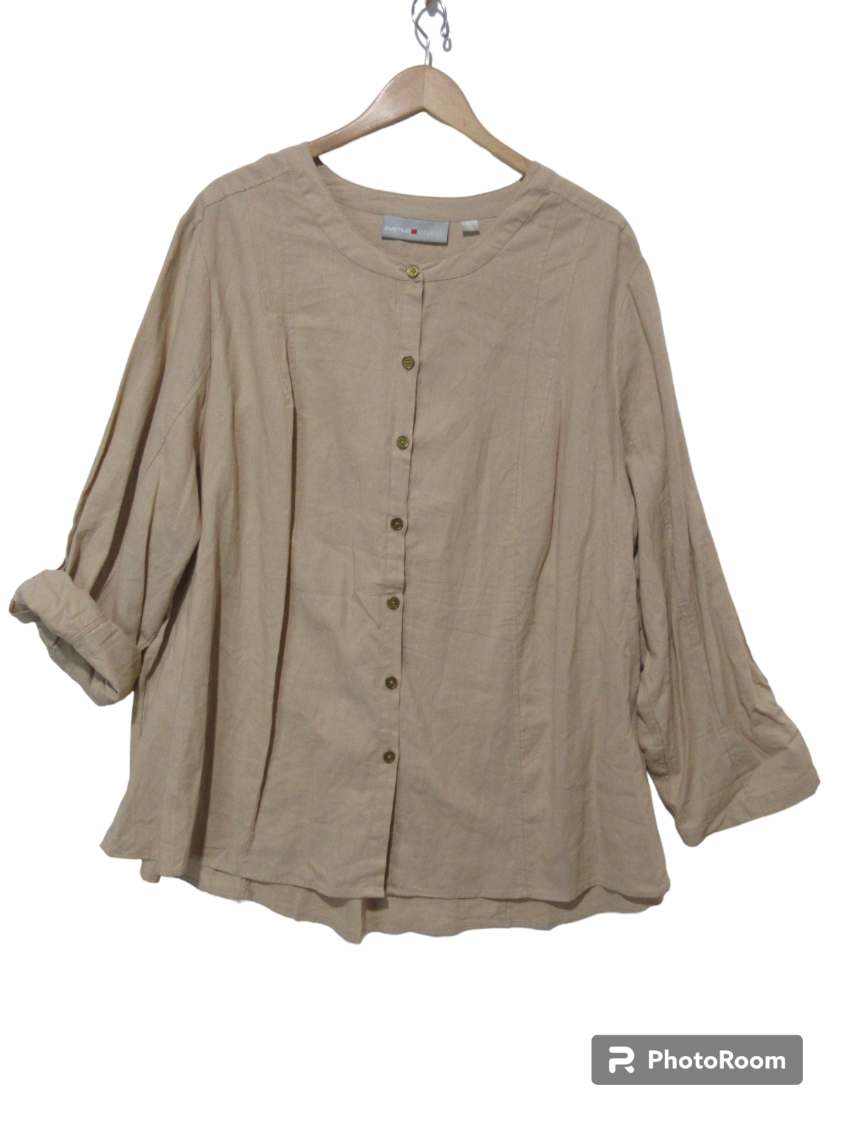 Sz 26/28 AVENUE Studio 55% Linen Tunic Top Shirt Lagenlook