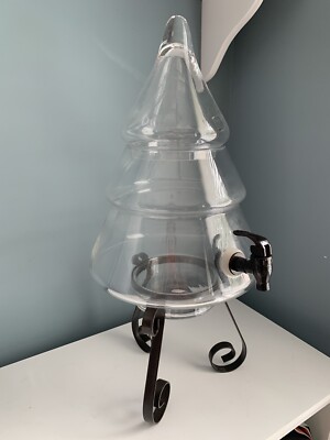 Circleware Beverage Dispenser Tree Shaped Holiday Glass Christmas New W/out Box
