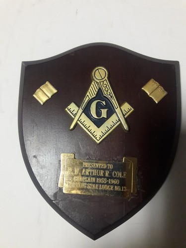 『野茂英雄 COLLECTOR'S PLAQUE』 Vtg. 1960's Freemason Masonic Metal Square Compass Plaque