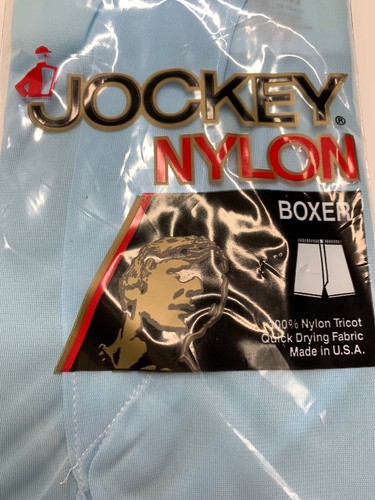 Deadstock Jockey Blue Nylon Tapered Boxers Underwear 36 Mens Vintage Silky NEW