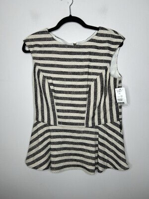 Etcetera Women's Brown Black Textured Print Sleeveless Shirt Tank Top Size 10