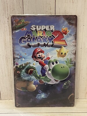 Mario Galaxy 2 Poster Tin Sign Nintendo Game room ManCave Arcade Wall Decor