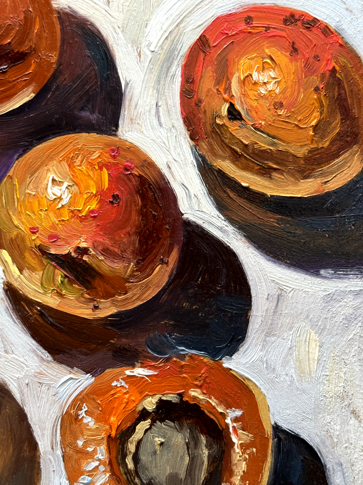 Original Oil Impasto Painting Fruit Apricot still life Art Food 6X6 in