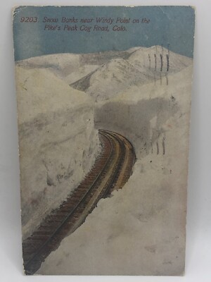 Postcard Snow Banks near Windy Point on Pikes Peak Cog Road Colorado