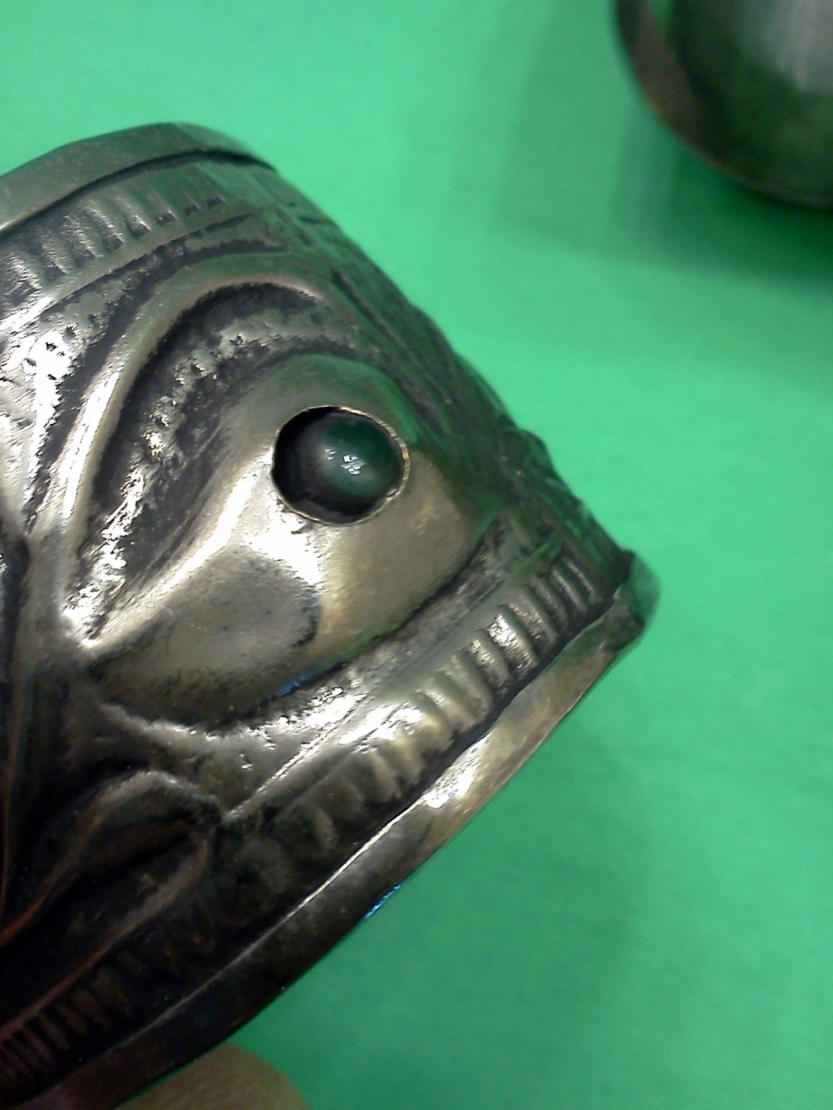 RARE ANTIQUE ART NOUVEAU NAPKIN RINGS With Green Stones Silver or Silverplated