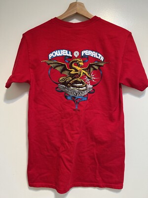 POWELL PERALTA Banner Dragon Crewneck T-Shirt MEN'S SIZE S Red 2005 REISSUE