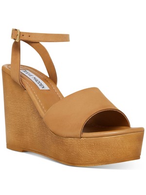 Женские бежевые босоножки STEVE MADDEN на платформе 1-1/2 из уэльской кожи на танкетке и каблуке 9 М