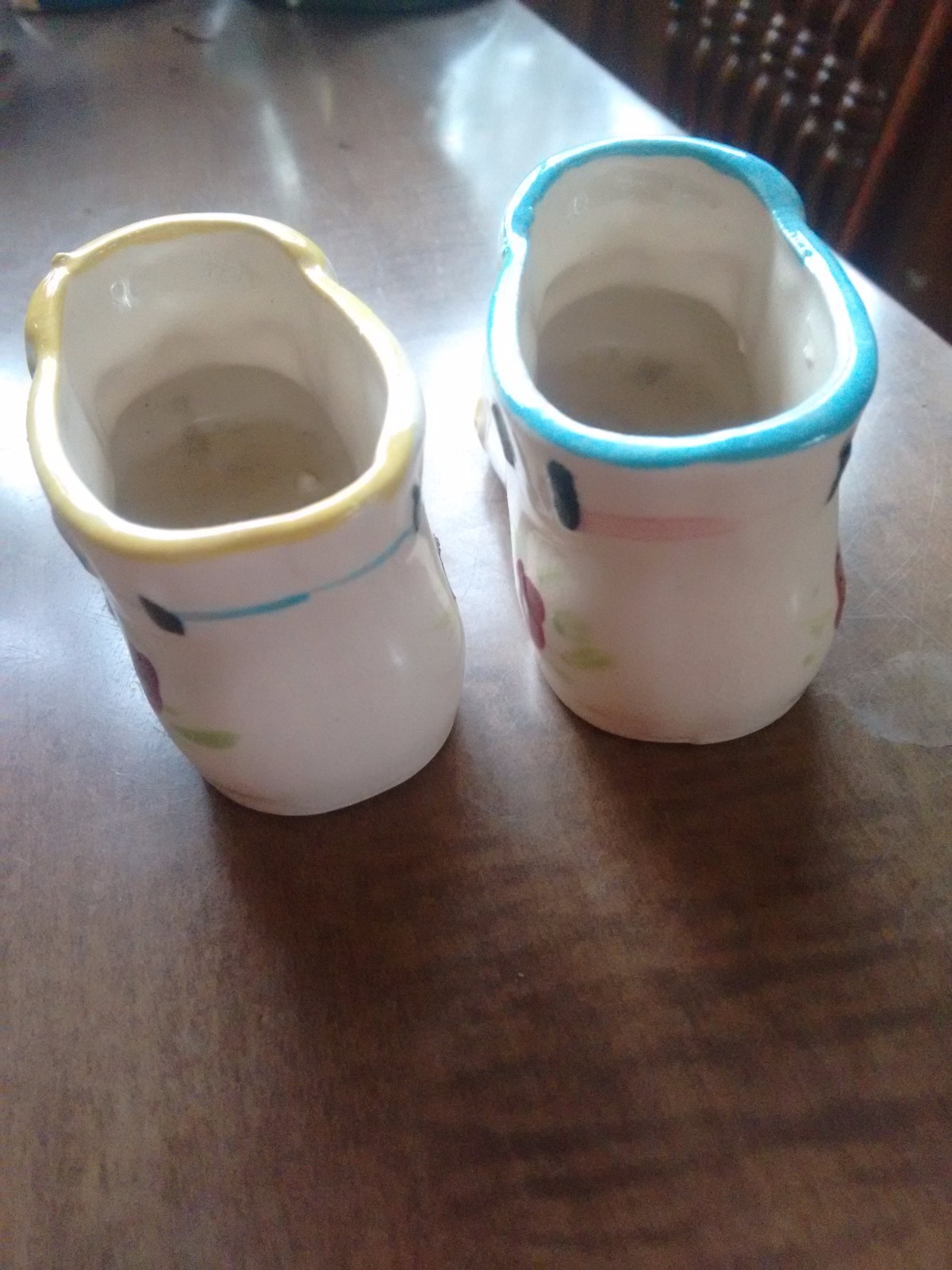 vintage baby booties planter/vase