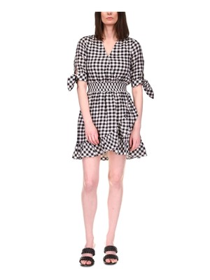 MICHAEL MICHAEL KORS Женское короткое платье Petites P\XS с белой подкладкой и завязывающимися манжетами по низу.