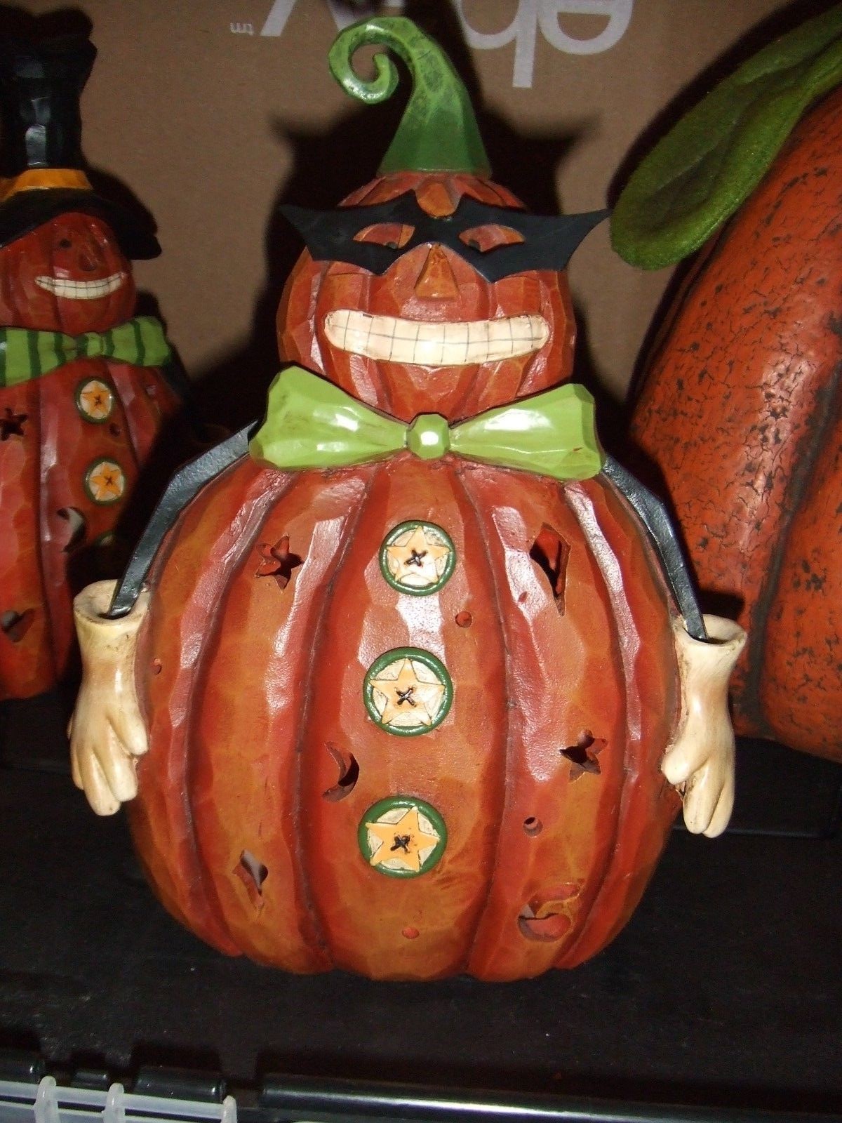 FOLK ART 3pc SET RESIN HALLOWEEN PUMPKIN PEOPLE DECORATION 1-14