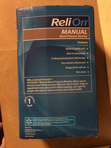ReliOn Manual Blood Pressure Monitor (Brand New Factory Sealed)