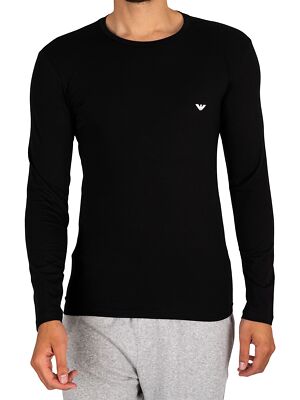 

Мужская футболка с длинными рукавами Emporio Armani Lounge Crew, черная, Черный
