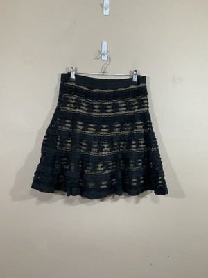 Max Studio Womens Lace Mini Skirt S Black Goth Fairy Grunge Witchy 90s Party