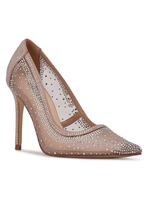 

NINE WEST Женские бежевые туфли-лодочки без шнуровки Fileen со стразами и острым носком на шпильке, 9,5 м, Бежевый, WNFILEEN2