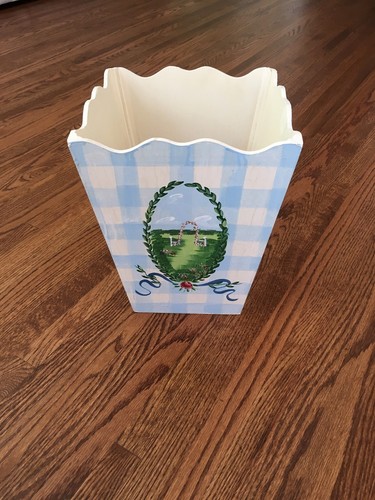 Vintage JANE KELTNER Two’s Company Hand Painted Wood waste basket/storage