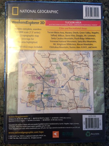 2007 National Geographic TOPO! Outdoor Mapping Software - Tucson Area - Saguaro
